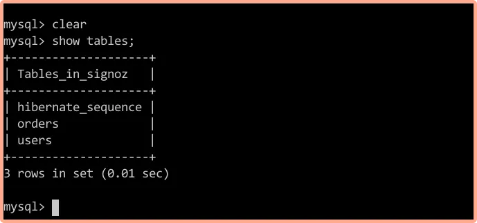 Checking creation of tables