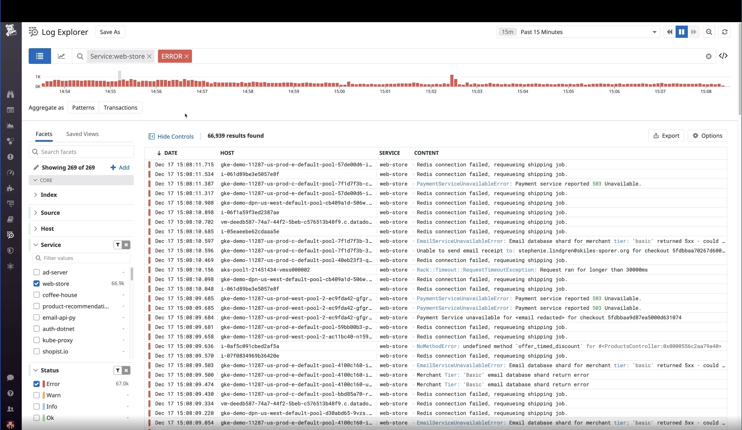 Log Explorer in DataDog