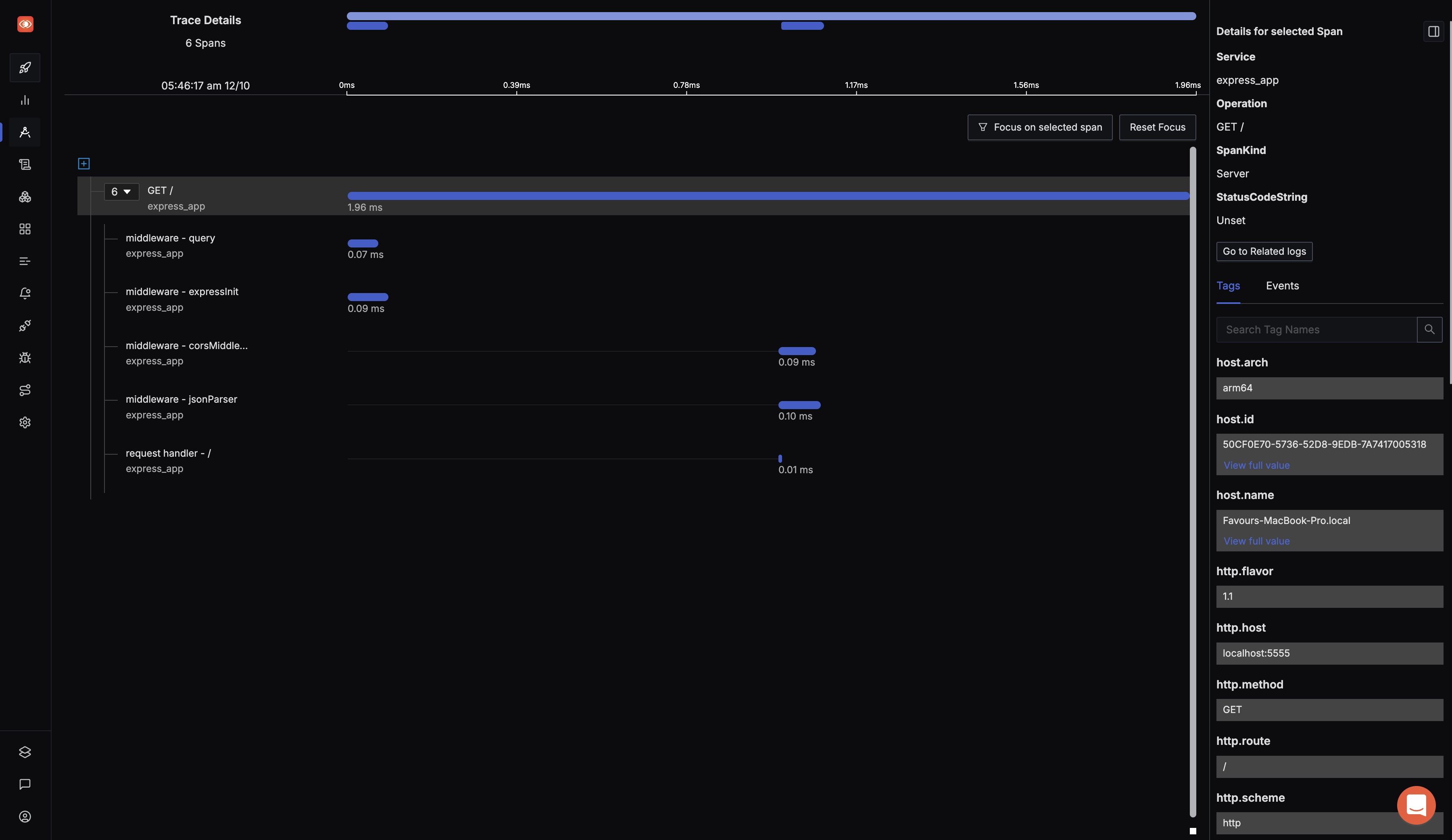 View traces at a particular timestamp