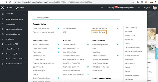 Alibaba Cloud Dashboard